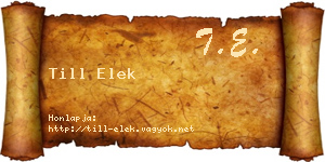 Till Elek névjegykártya